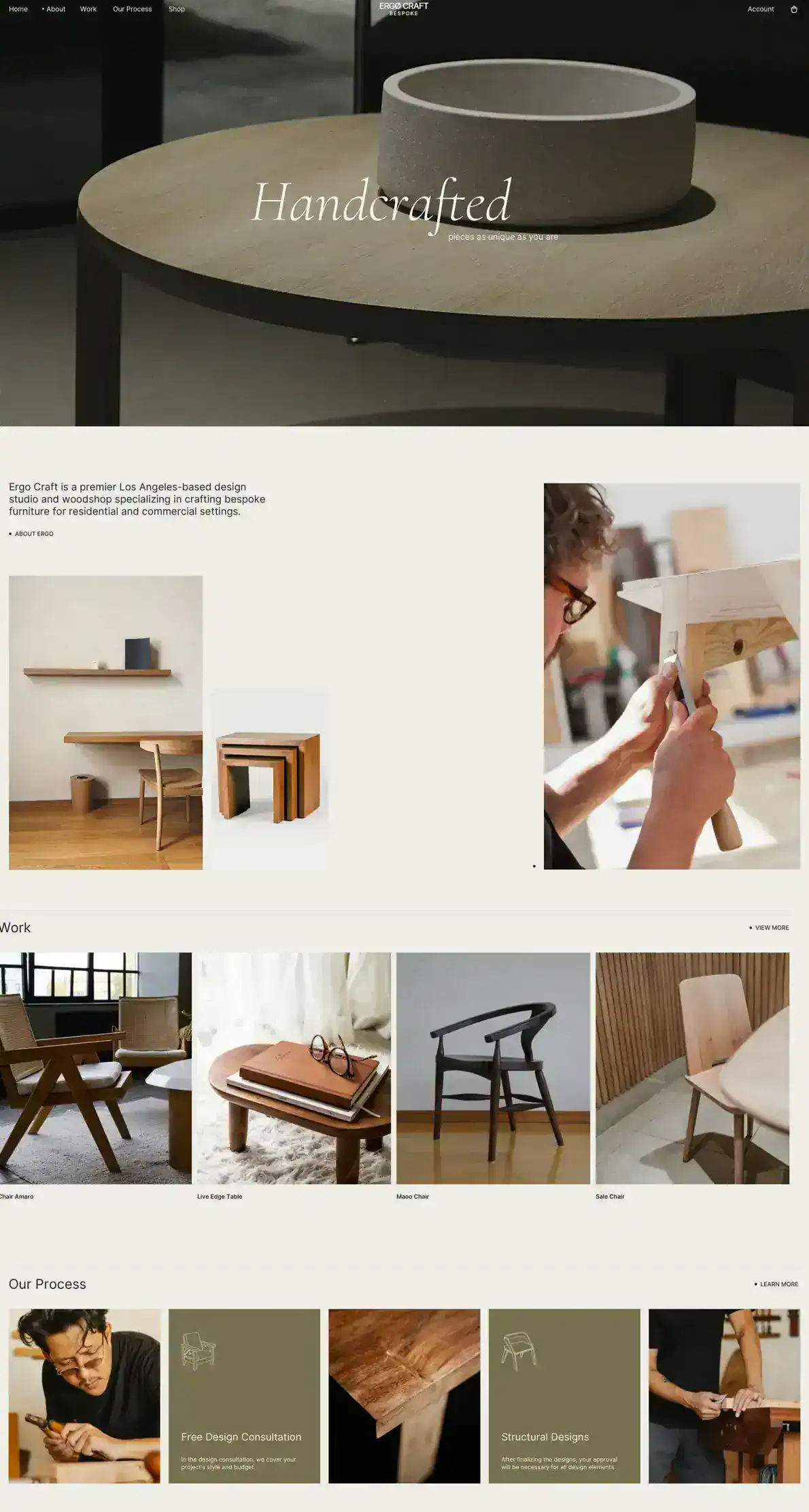 Handcrafted wooden furniture and home decor from The Home Emporium, emphasizing quality and artisana.