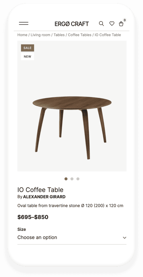 Elegant wooden oval coffee table from ERGO CRAFT, perfect for living room decor.