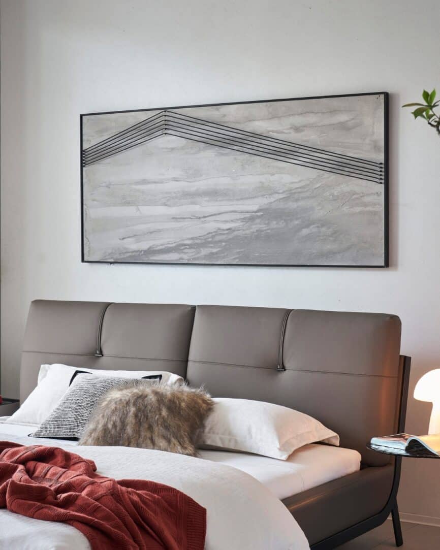 Modern Dainty Bed with upholstered headboard in a stylish bedroom setting.