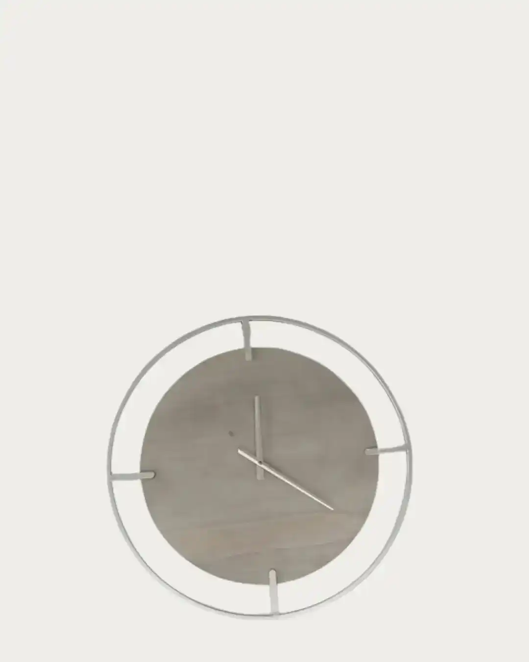 Modern grey wooden face wall clock with minimalist design for home decor.