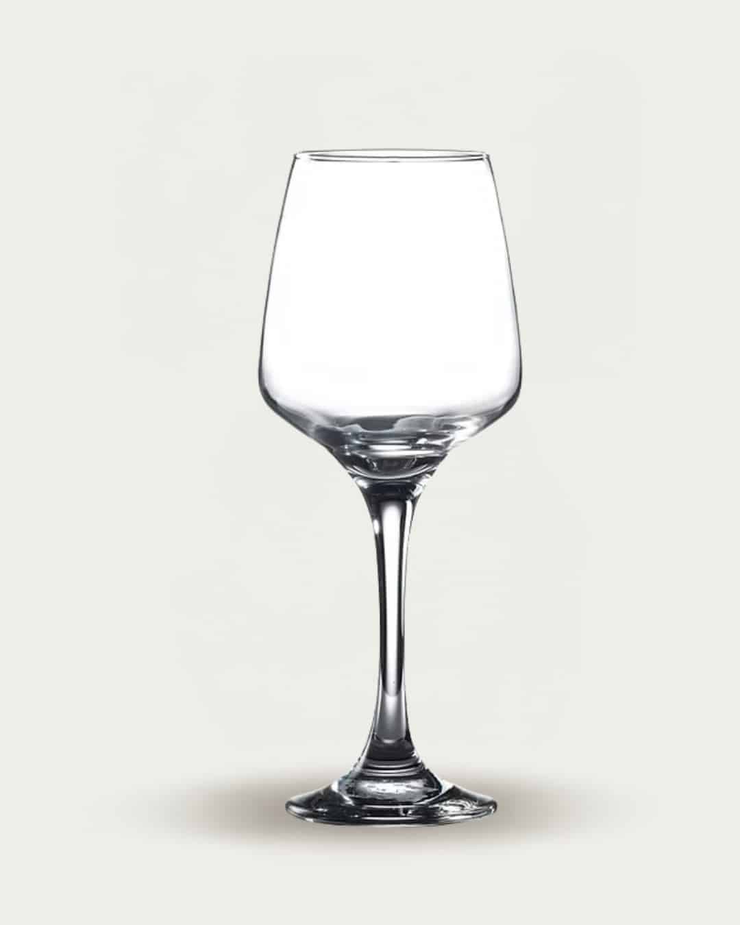 Elegant clear wine glass for dining and wine tasting, perfect for special occasions.