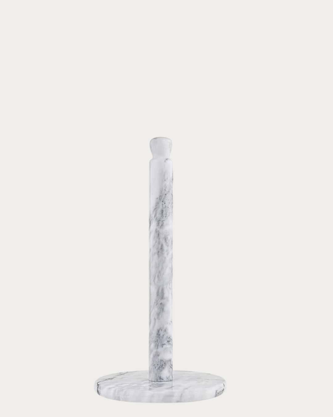 Elegant black and white marble paper towel holder with a sleek design.