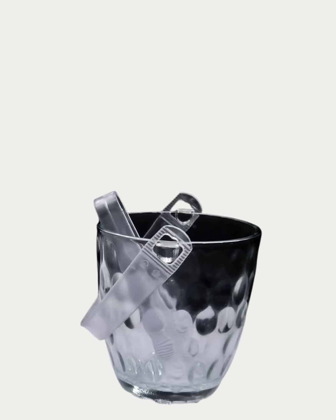 Elegant Karat Glass Ice Bucket with Tongs for Stylish Beverage Serving and Chilling.