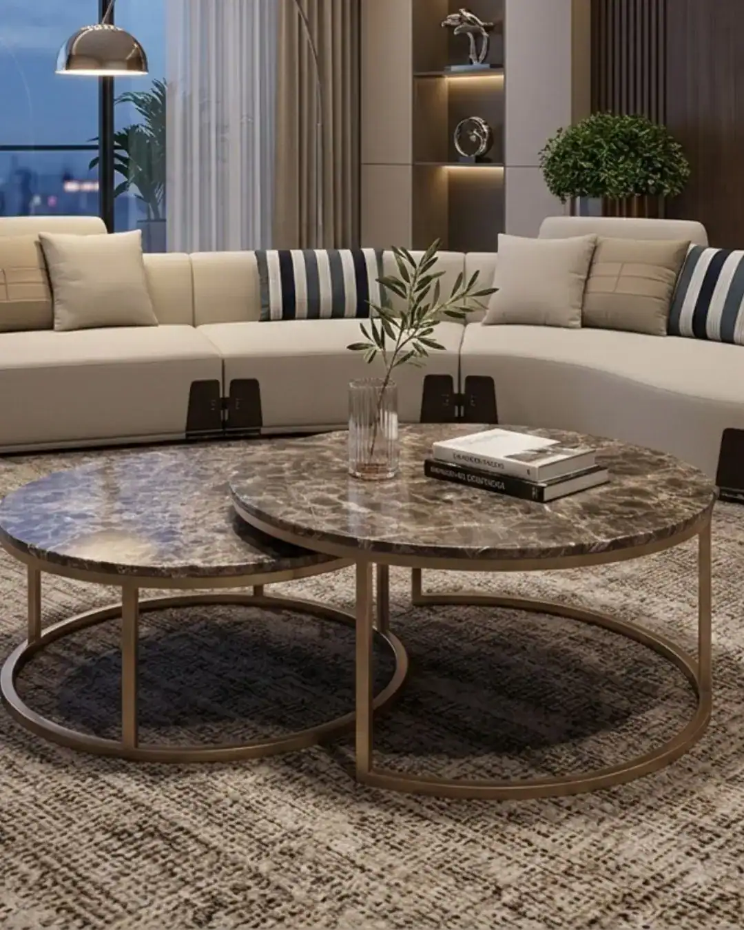 Elegant 2-in-1 marble top coffee table for modern living rooms.