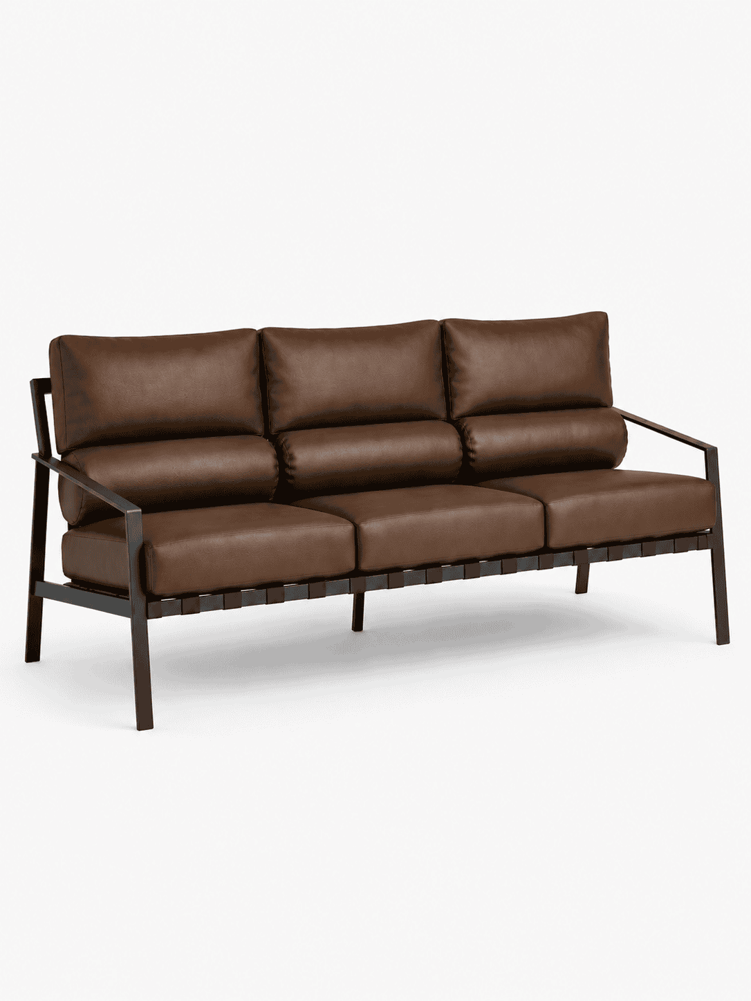 Metal Framed Leather Sofa - Image 5