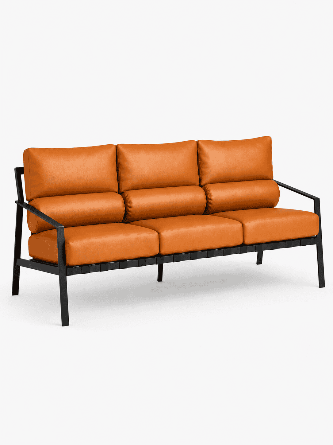 Metal Framed Leather Sofa - Image 4