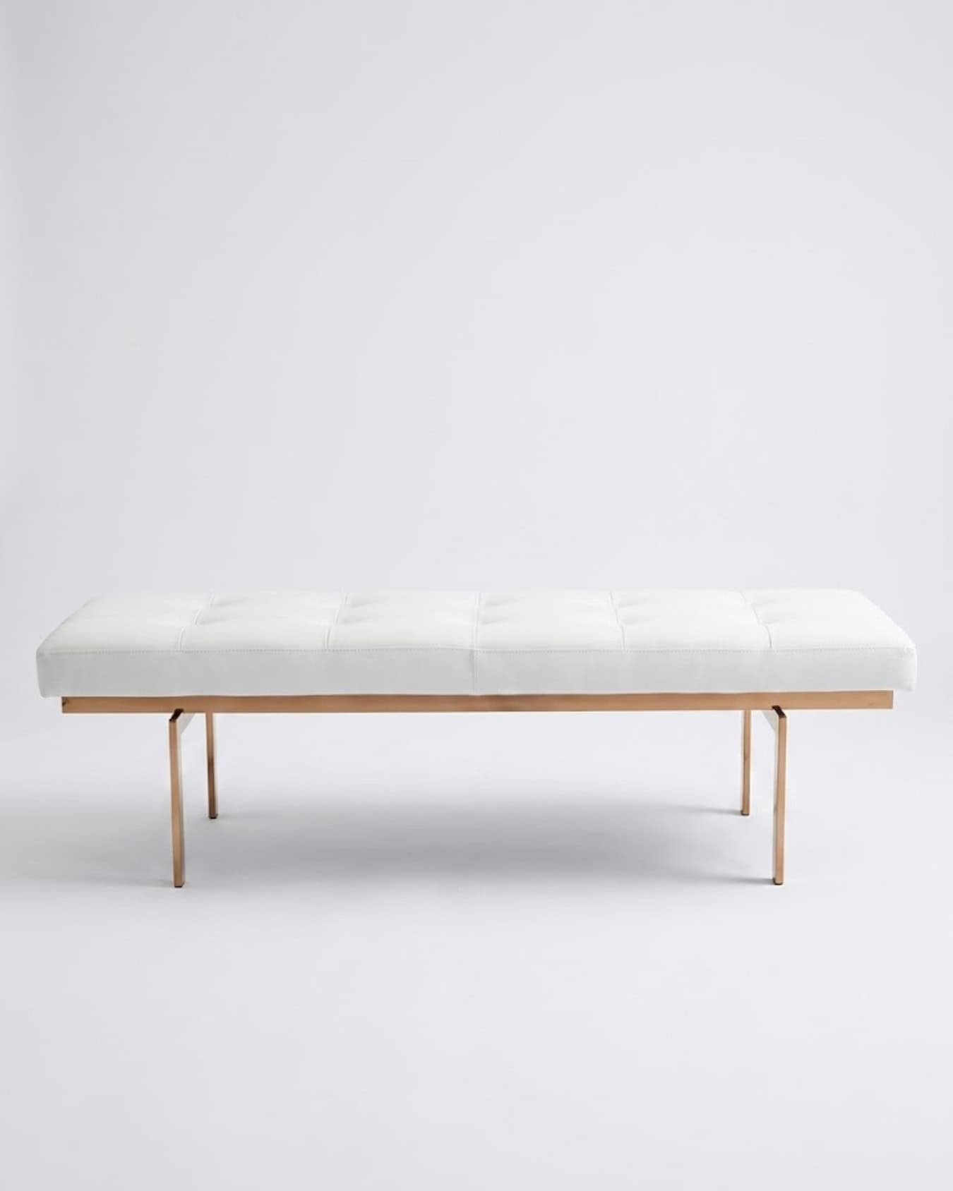Louve White Italian Leather Bench