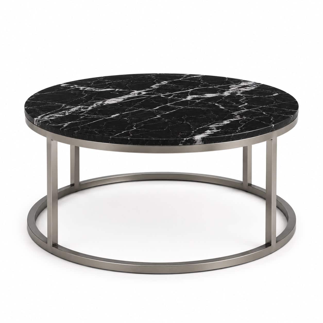 4 Legs Round Table with Real Marble Top Coffee Table - Image 2