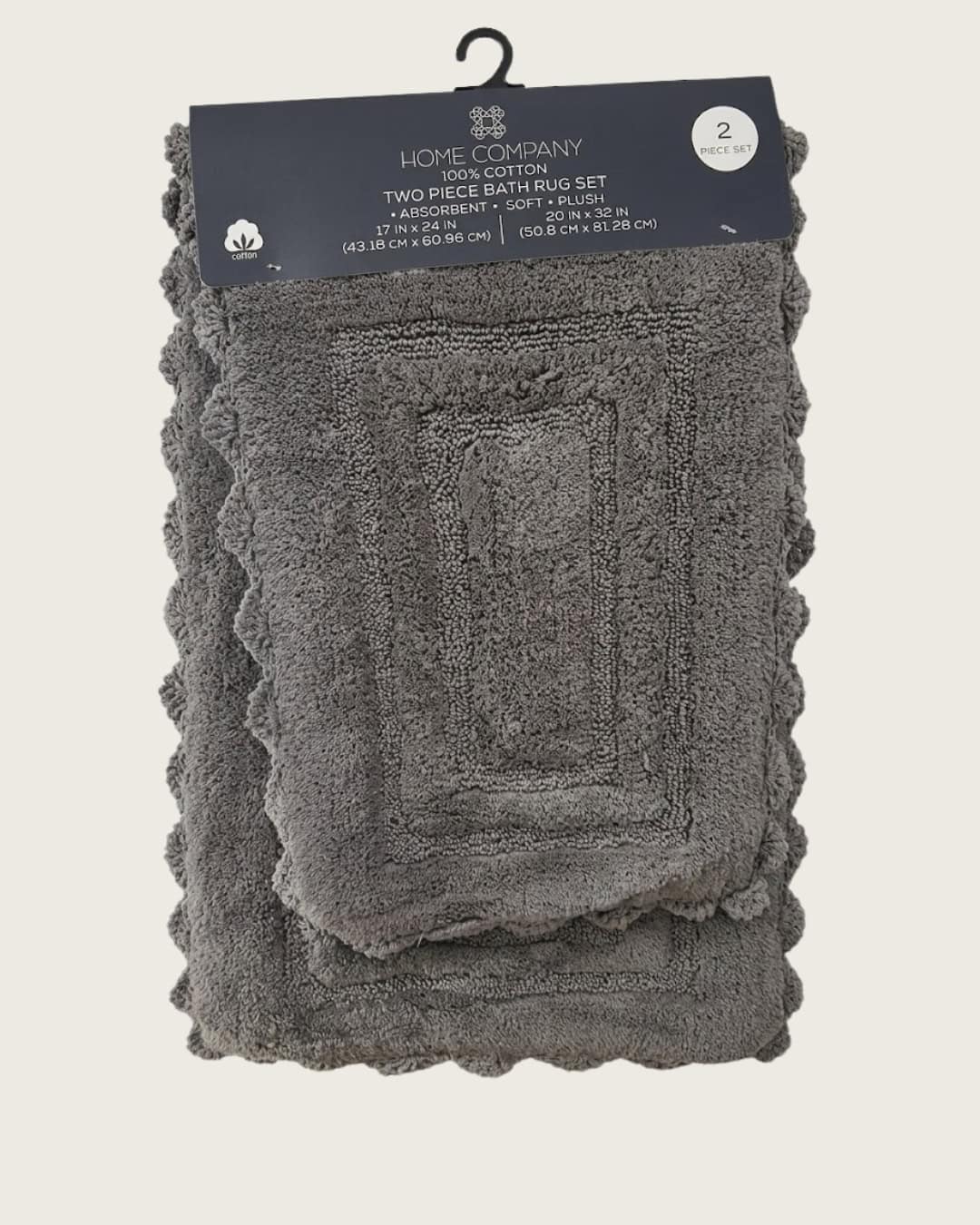 The Home Company 2pk Grey Bathmats With edge Detailing - Image 2
