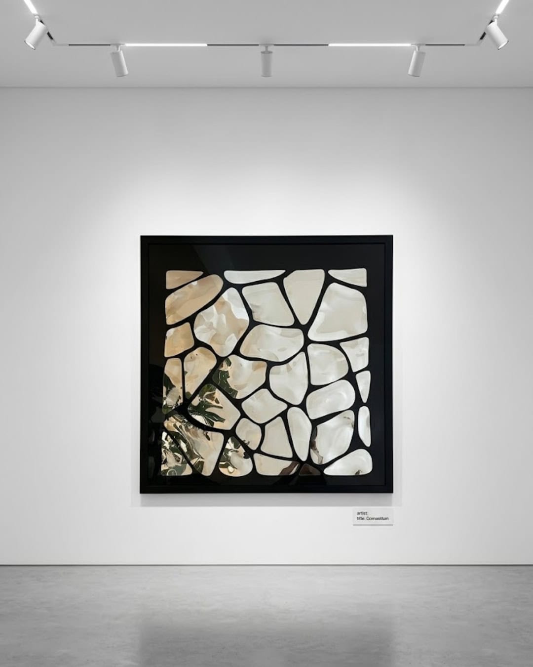 Square With large Silver Pebbles Art Work - Image 2