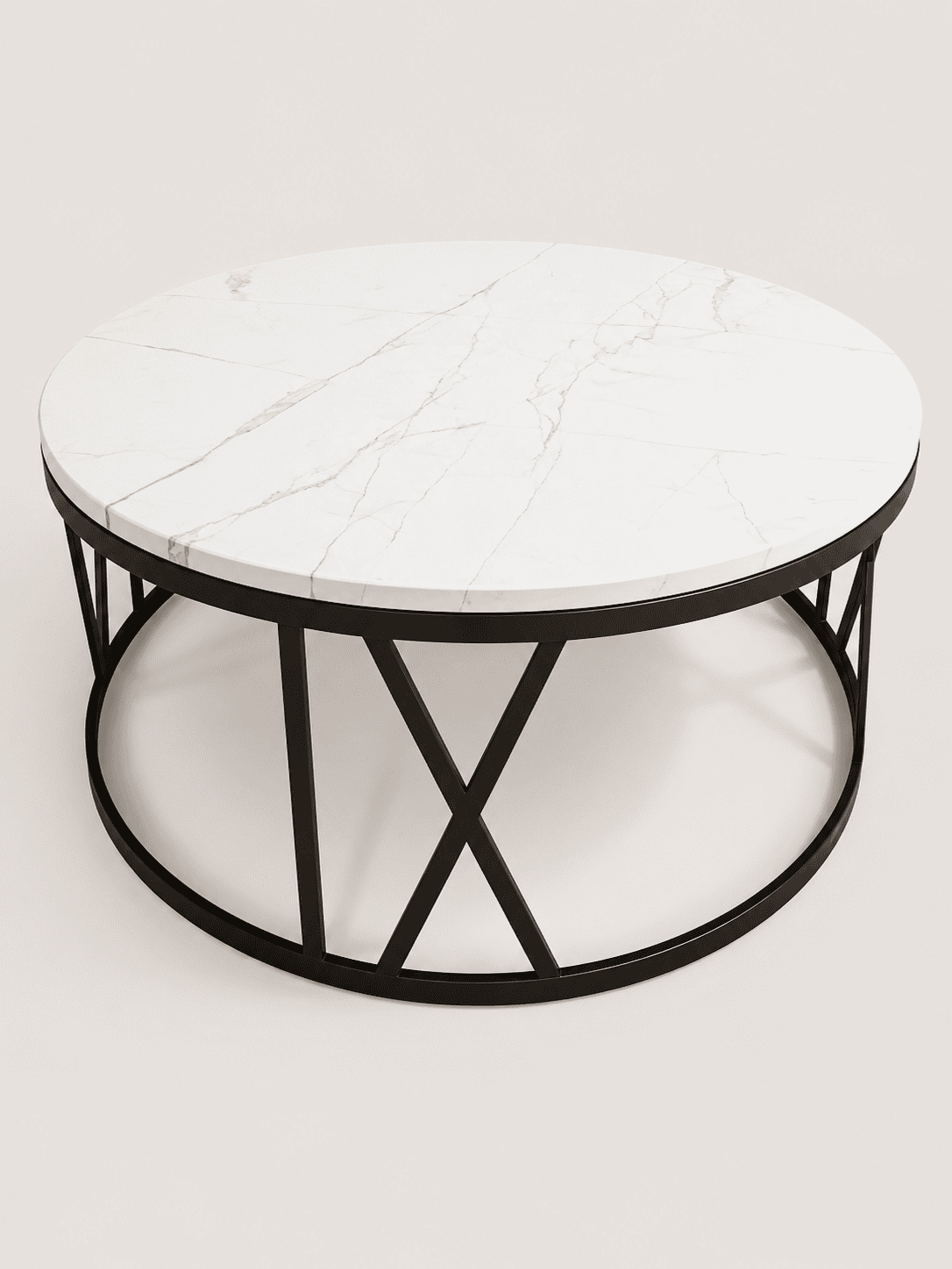 Real Marble Coffee Table with Roman Numerals
