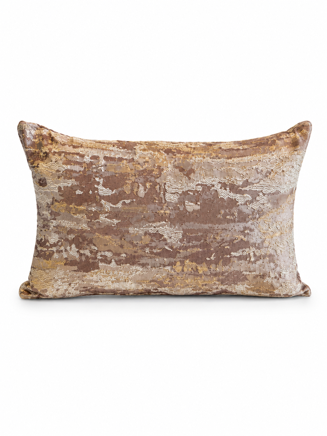 Small Champagne Jacquard Feather Filled Throw Pillow
