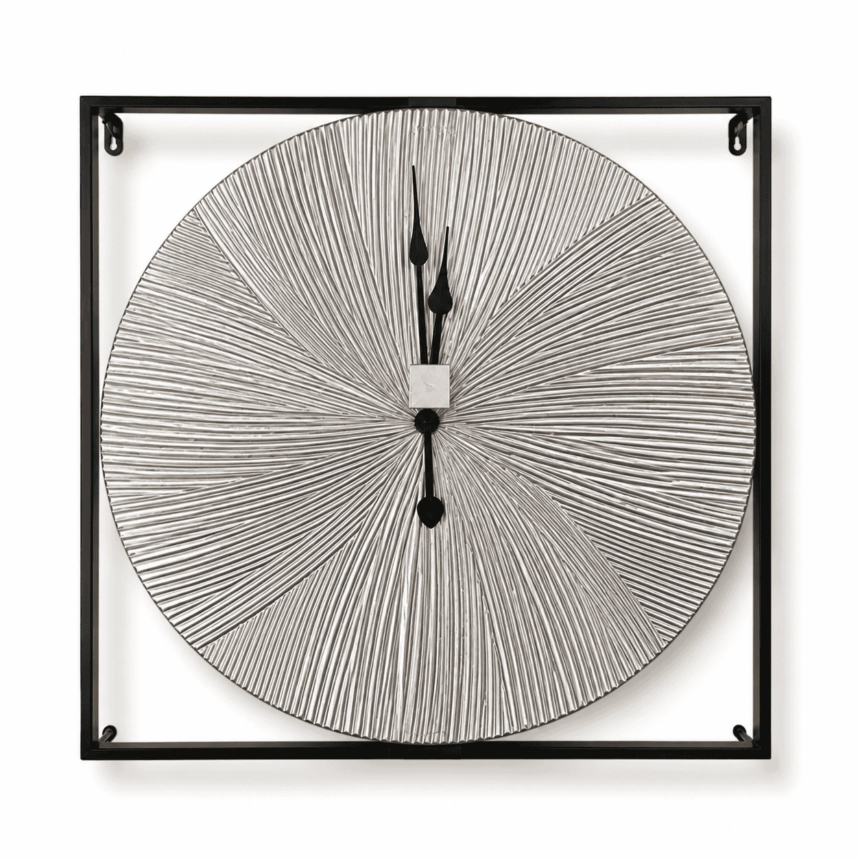 Luxe Ribbed Square and Circle Metal Clock