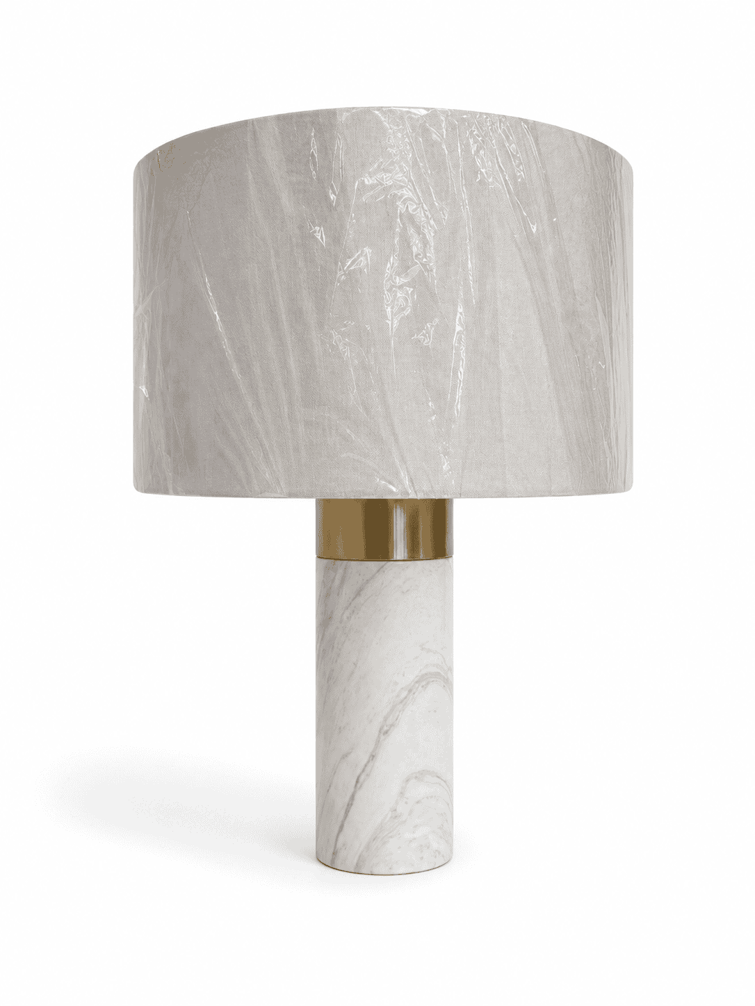 White and Half Gold Metal Circular Lamp