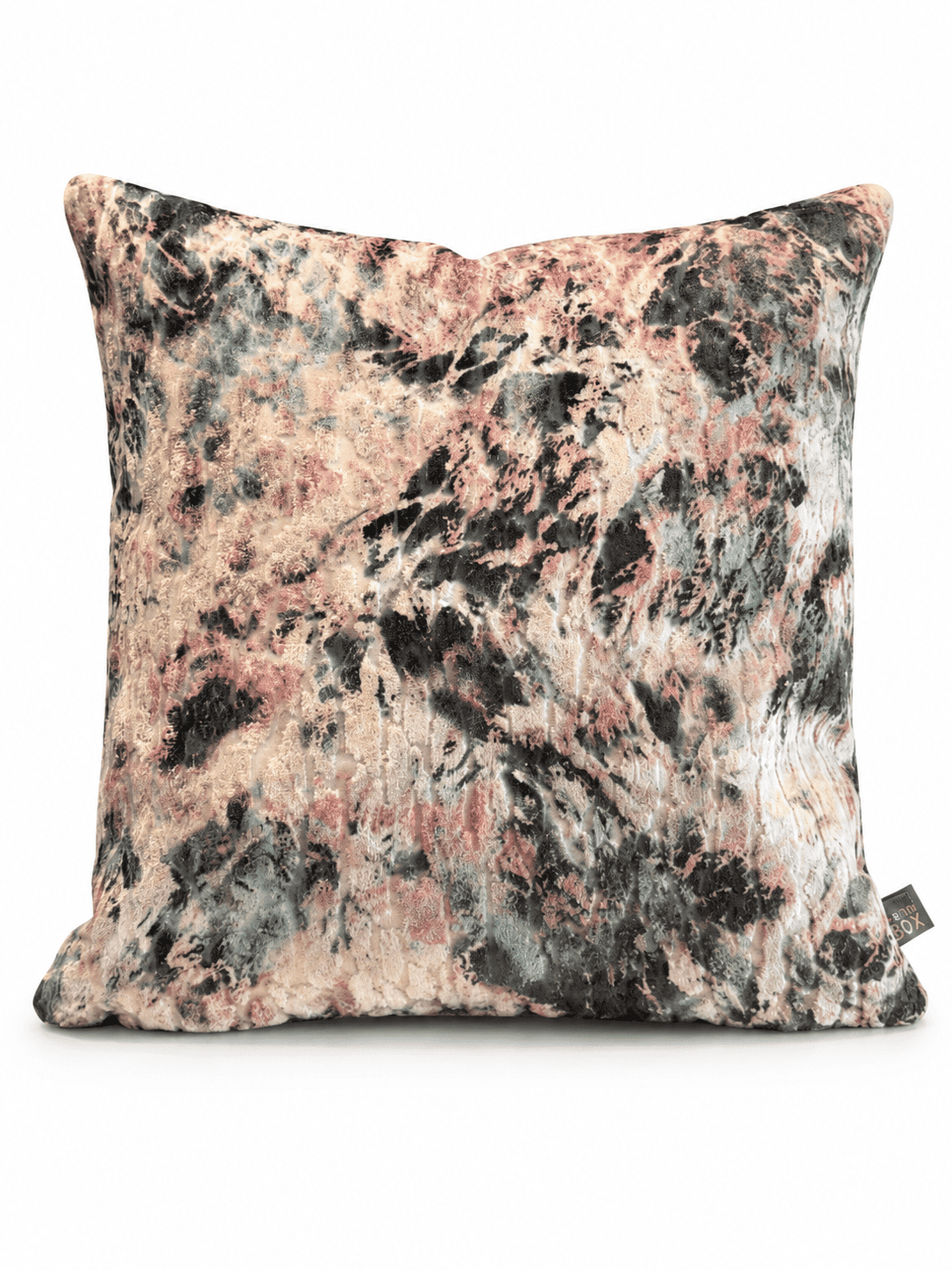 Pink and green patterned velvet throw pillow 43cm