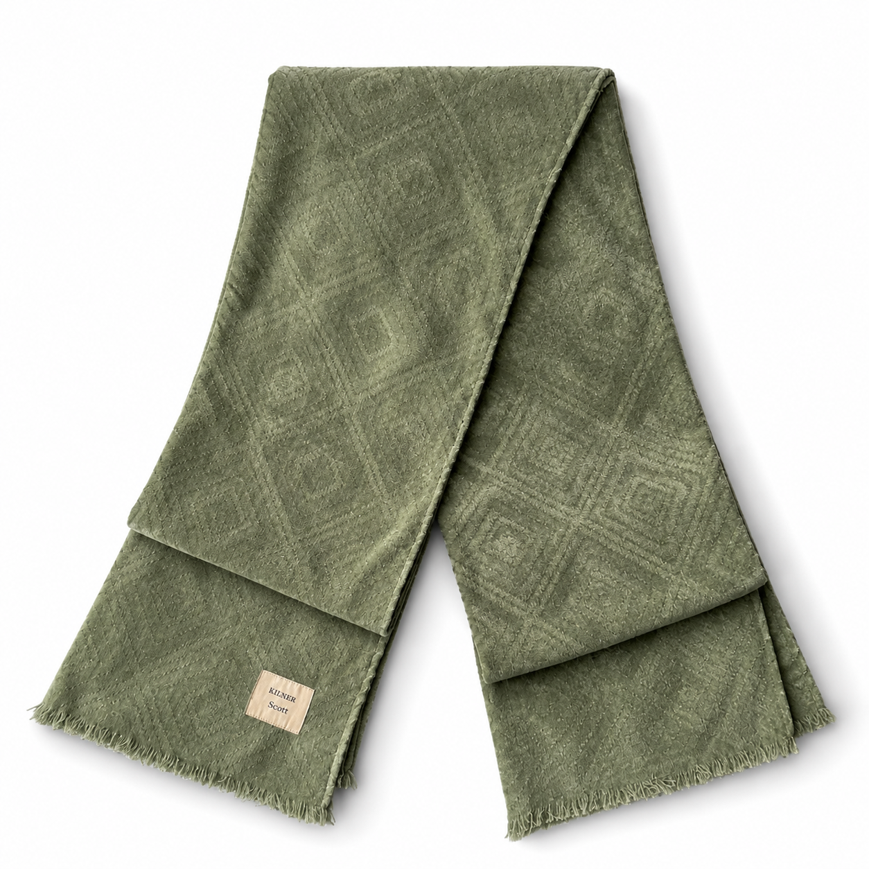 Olive Chenilled Diamond patterned throw