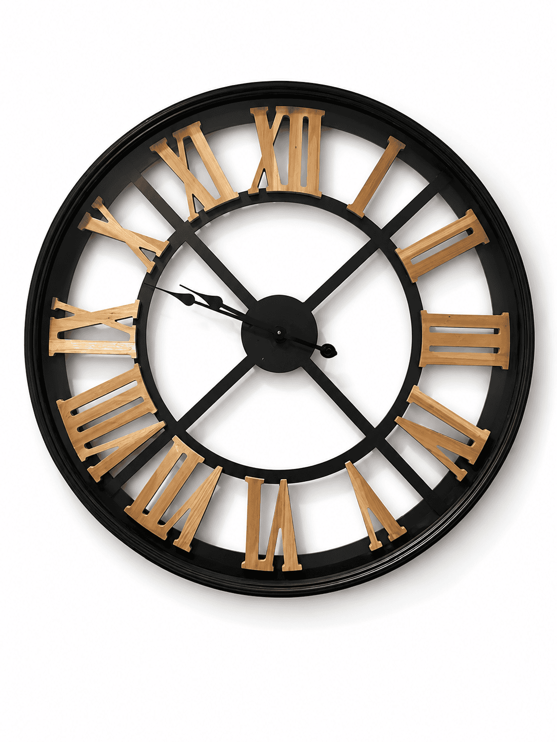 Black Roman Numeral Wooden Clock