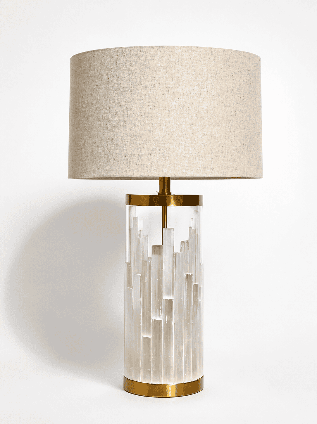 White Embossed Glass Base Table Lamp