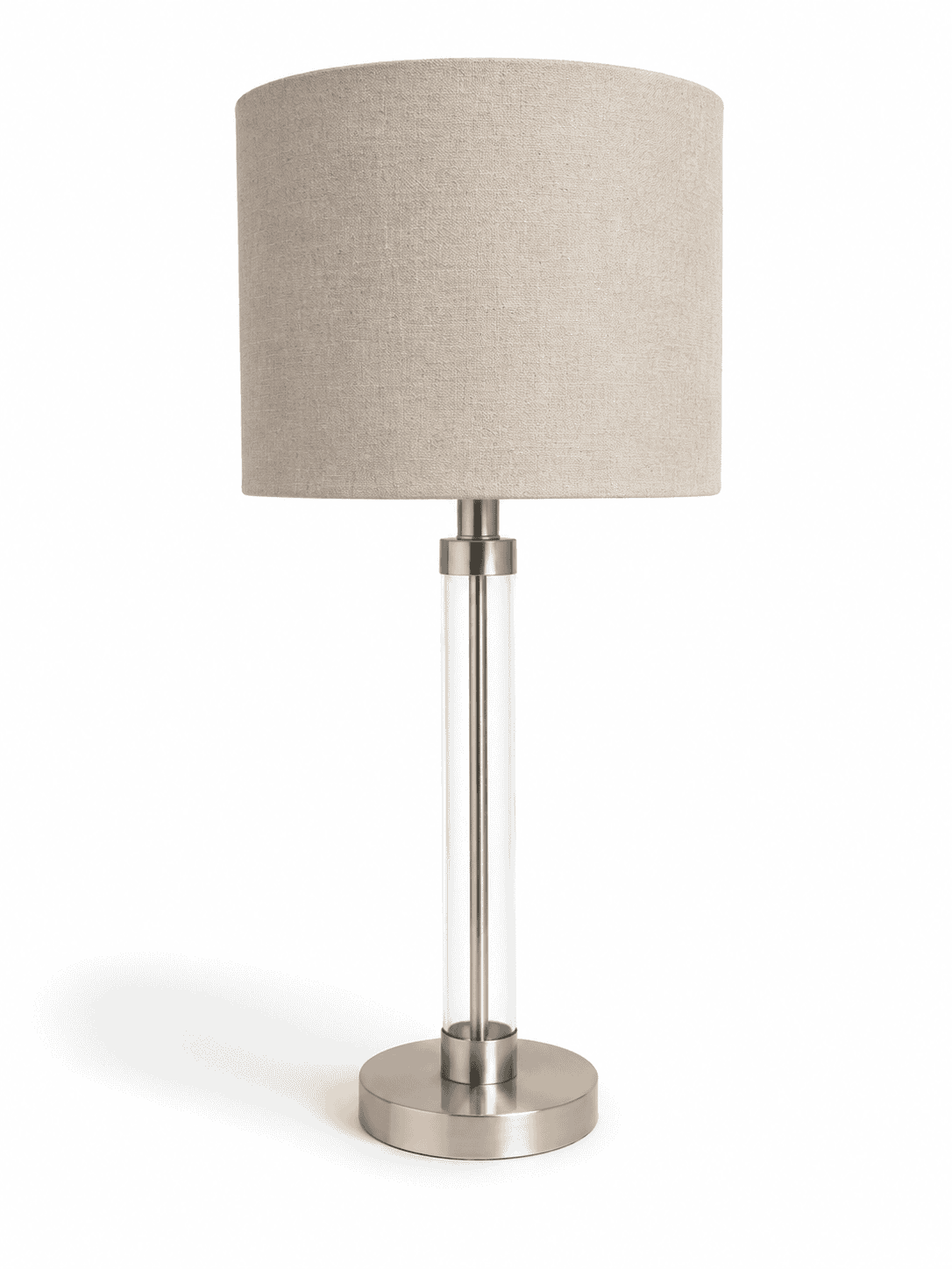 Tall Clear Glass Lamp With Brown Shade