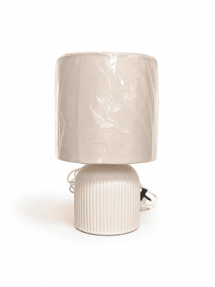 Small Ribbed Ceramic Table Lamp
