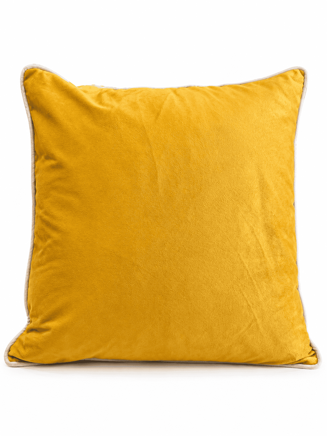 Mustard yellow velvet piped throw pillow 55cm