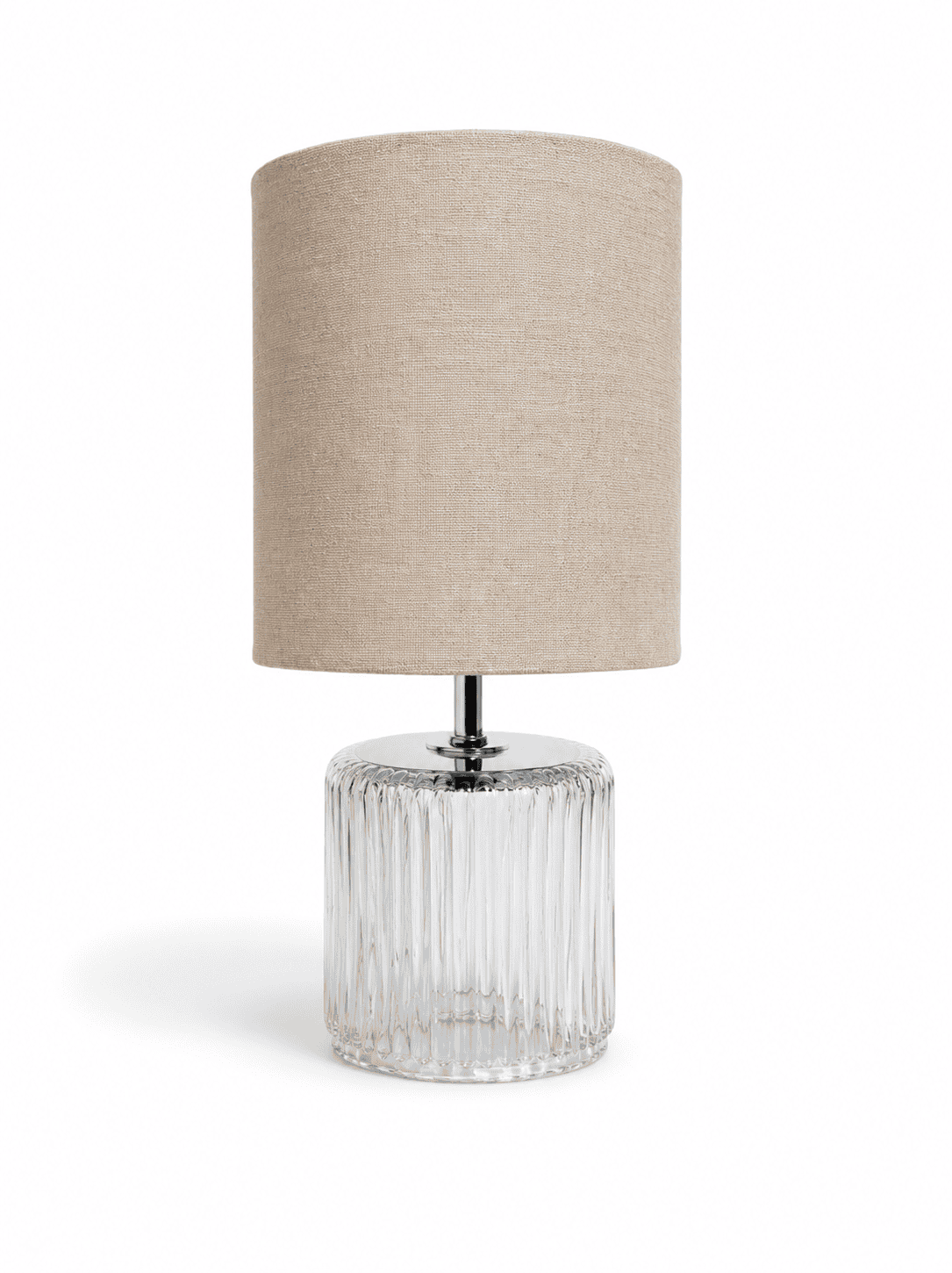 Small Clear Glass With Cream Base Table Lamp