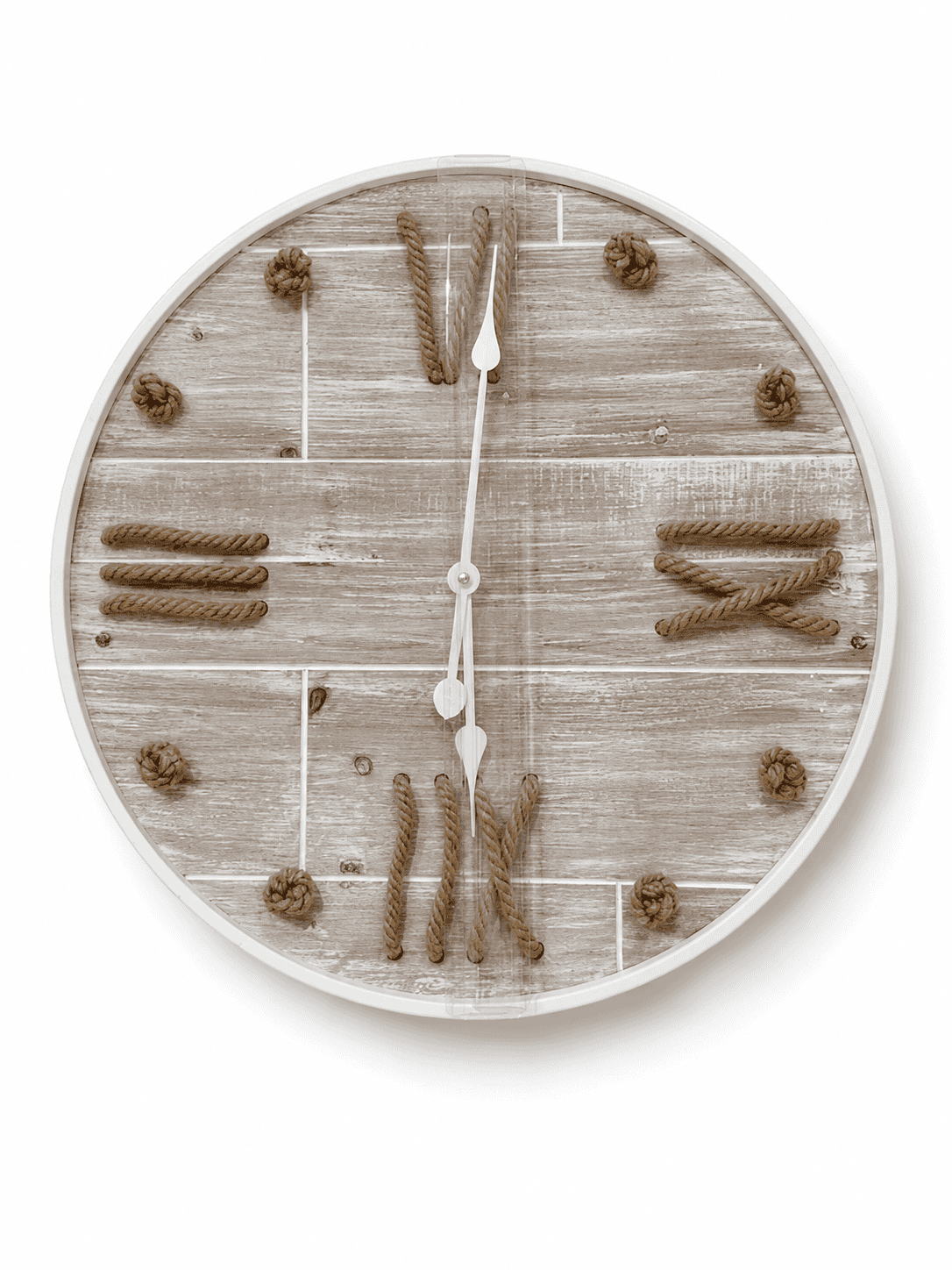 Washed Wooden Clock With Rope Numerals