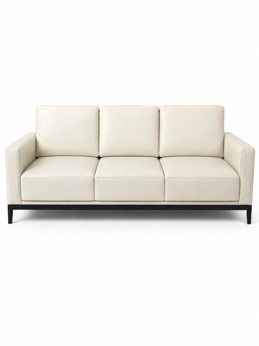 Real Leather Sofa with Wooden Frame