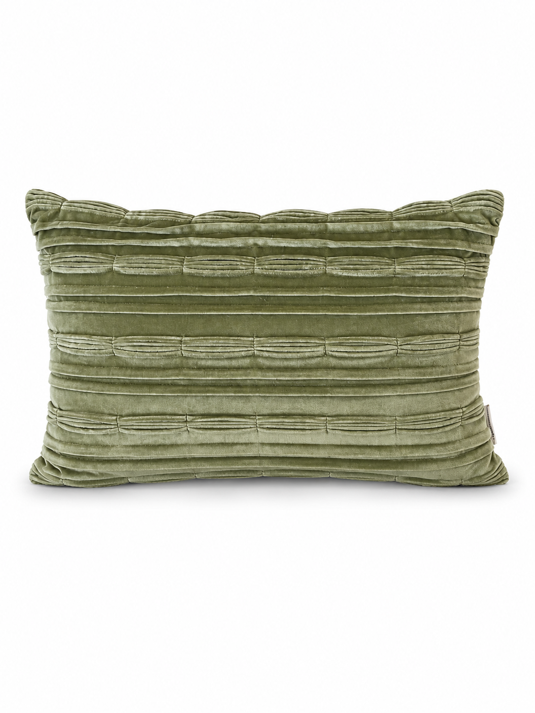 Aphorism green velvet pleated throw pillow 60x35cm