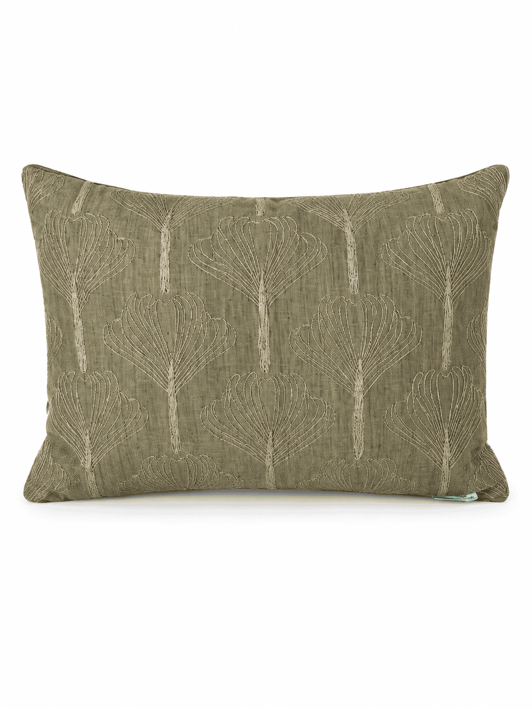 Aquarelle Home Olive Green Embroidered Throw Pillow 60x35cm