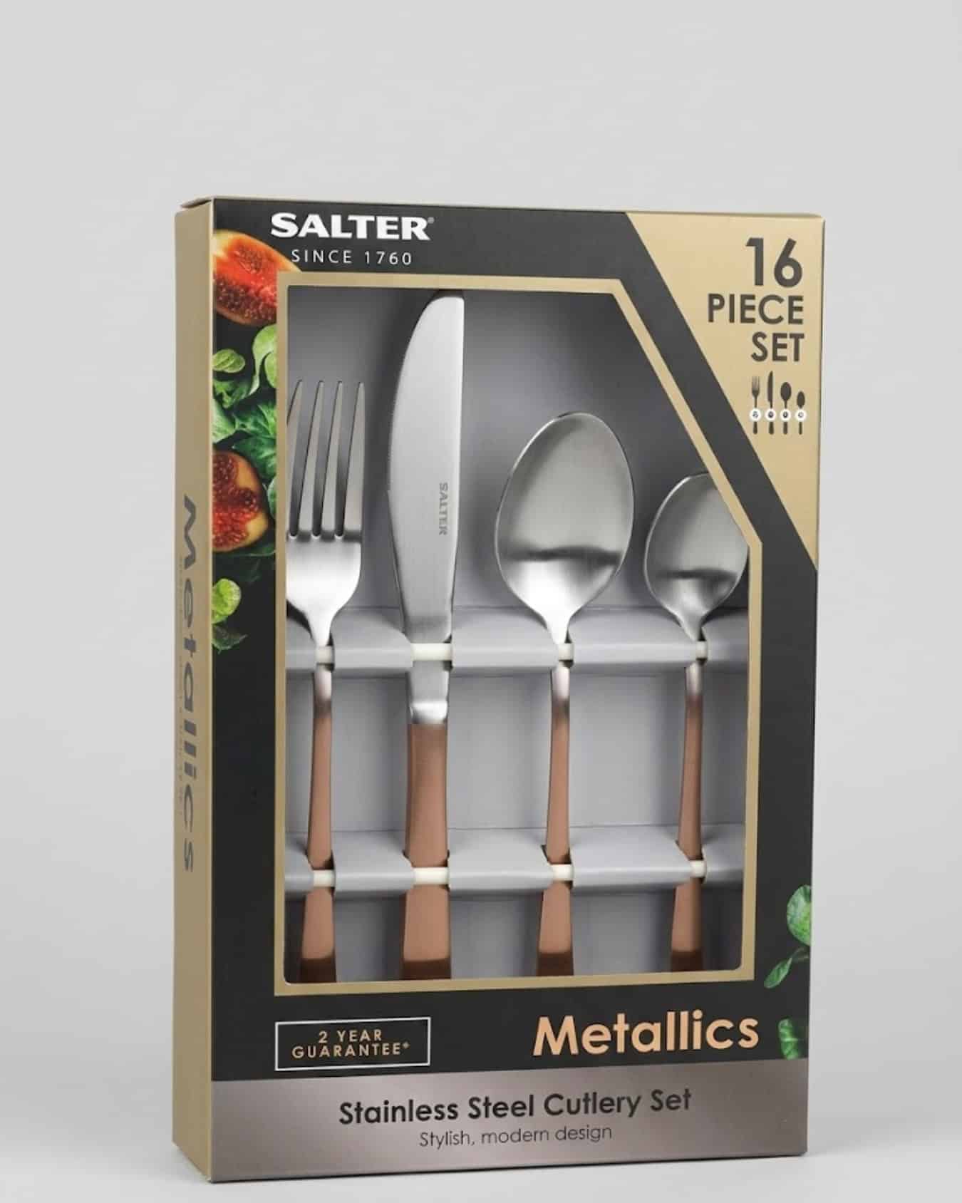 Salter Marble Metallic 16 Pcs Cutlery Set