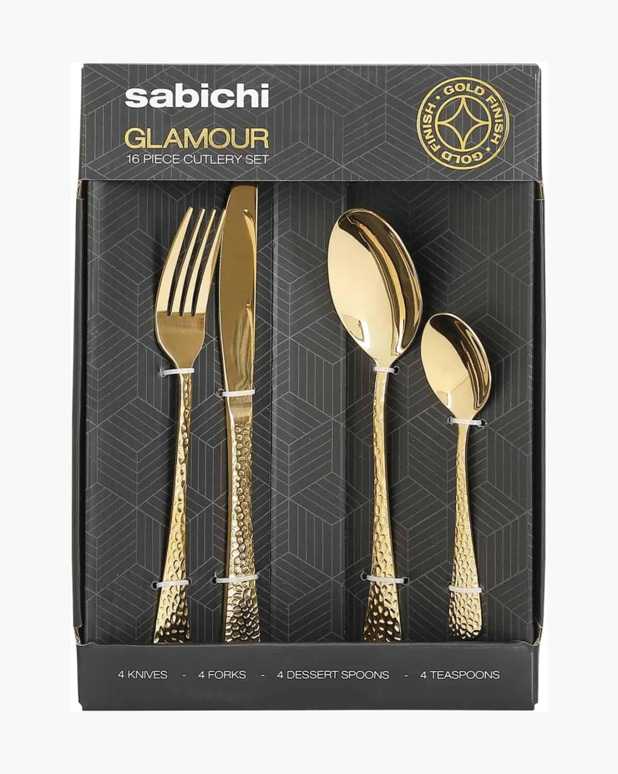 Sabichi Hammered Copper Cutlery Set for 4-16 Piece Stainless Steel Flatware Set - Easy to Clean Gold Cutlery Sets - Tableware Sets with Knives, Forks, Tablespoons, Teaspoons
