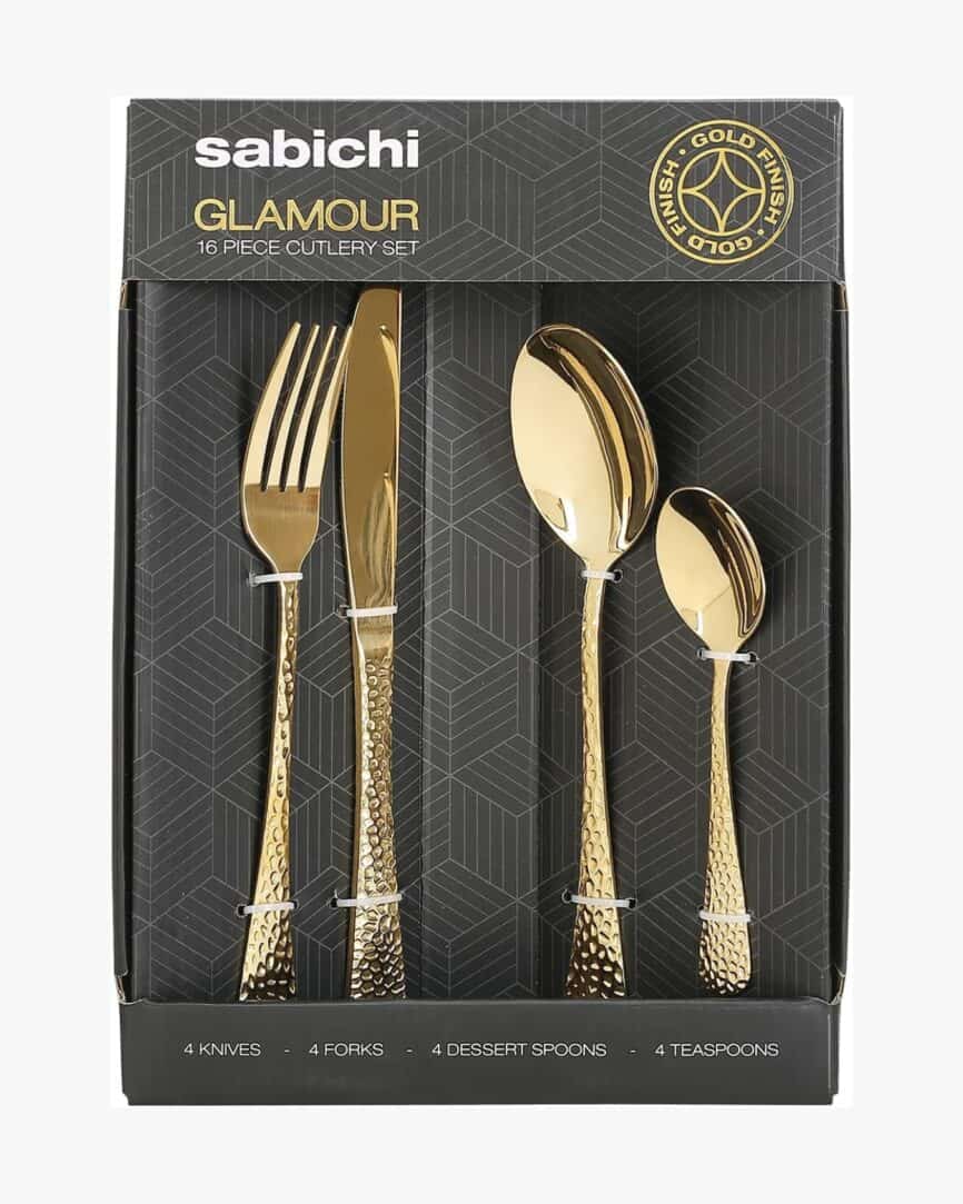 Sabichi Hammered Copper Cutlery Set for 4-16 Piece Stainless Steel Flatware Set - Easy to Clean Gold Cutlery Sets - Tableware Sets with Knives, Forks, Tablespoons, Teaspoons