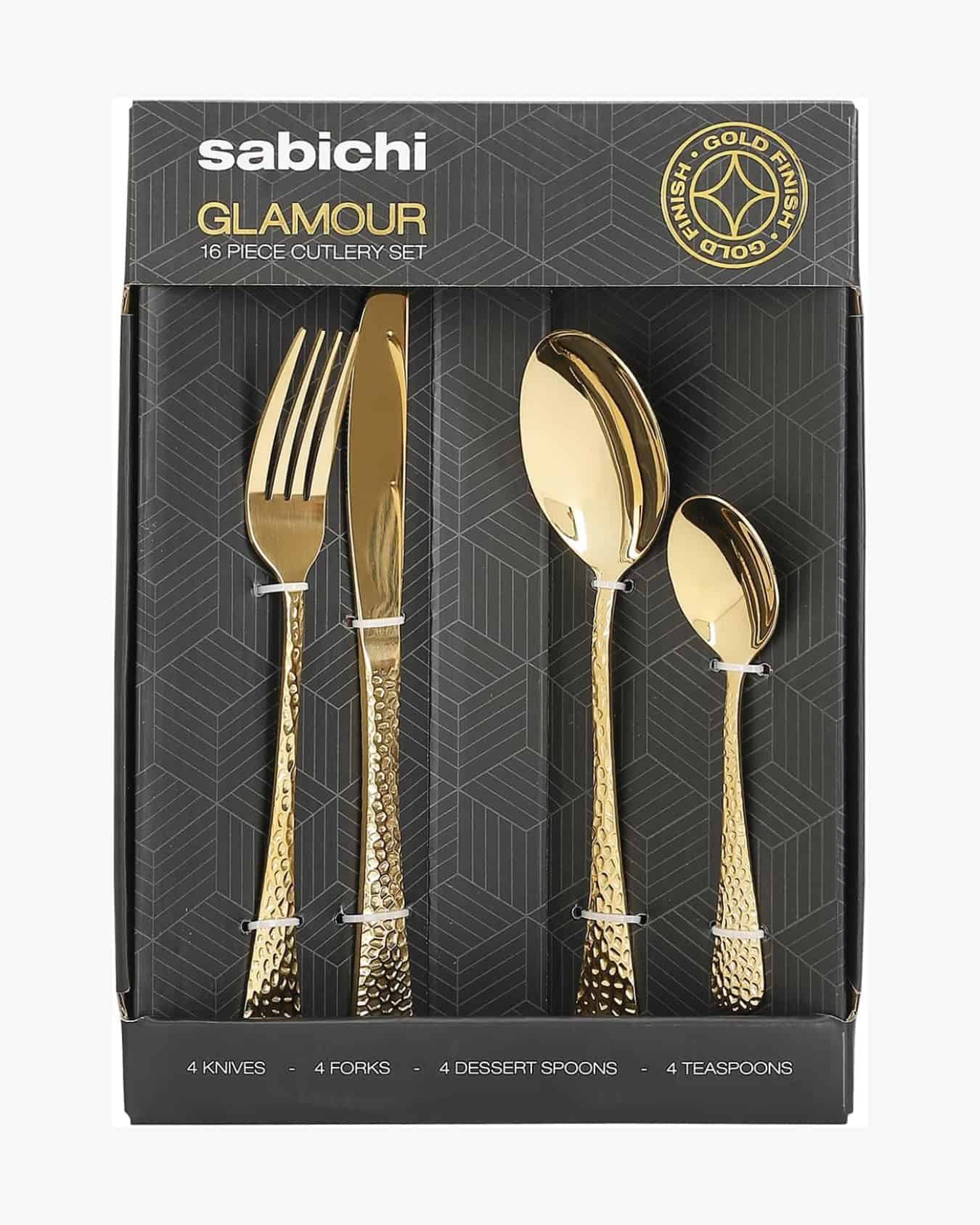 Sabichi Hammered Copper Cutlery Set for 4-16 Piece Stainless Steel Flatware Set - Easy to Clean Gold Cutlery Sets - Tableware Sets with Knives, Forks, Tablespoons, Teaspoons