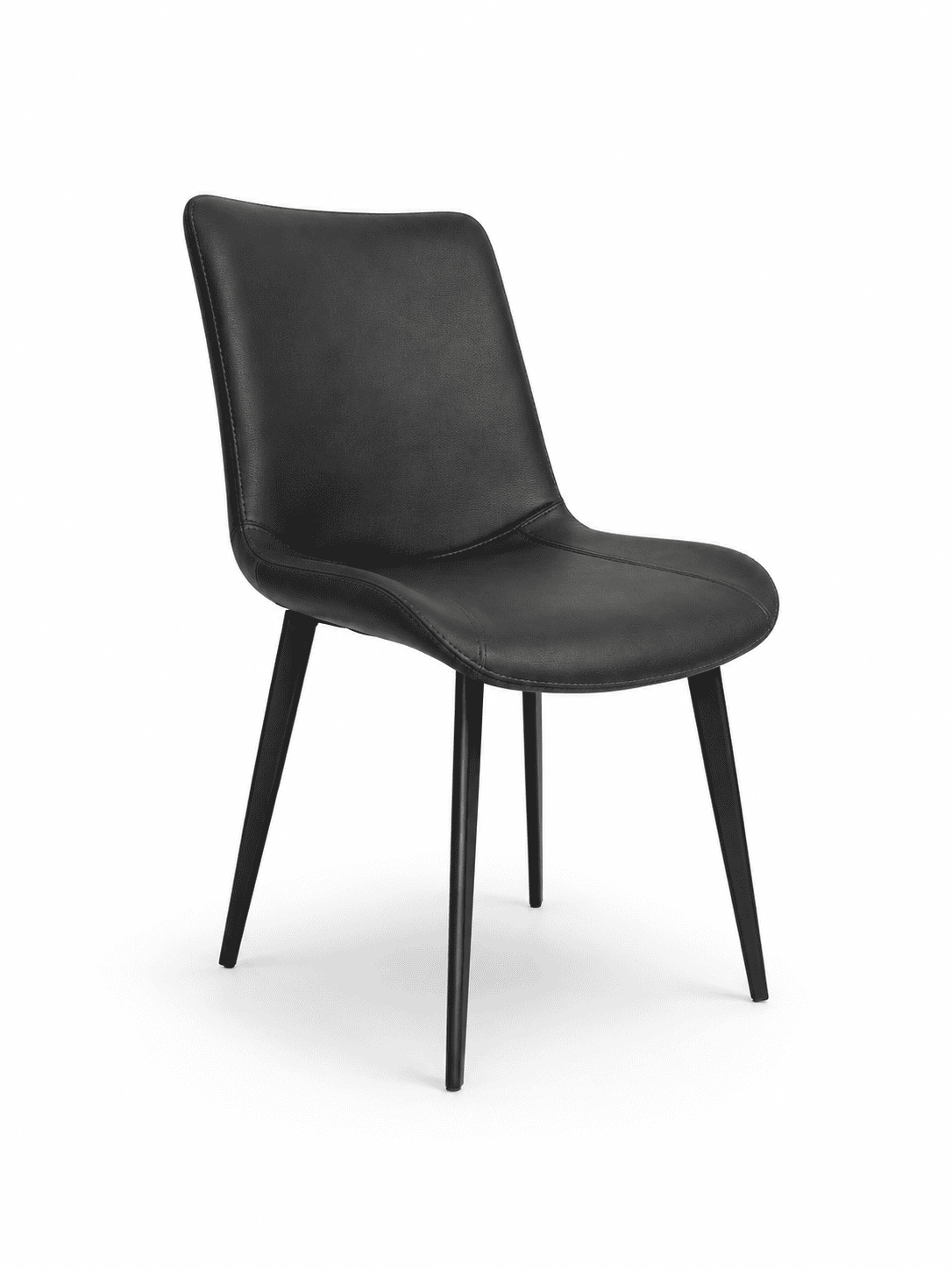 Dark Grey Vegan Leather Armless Dining Chair with Metal Leg
