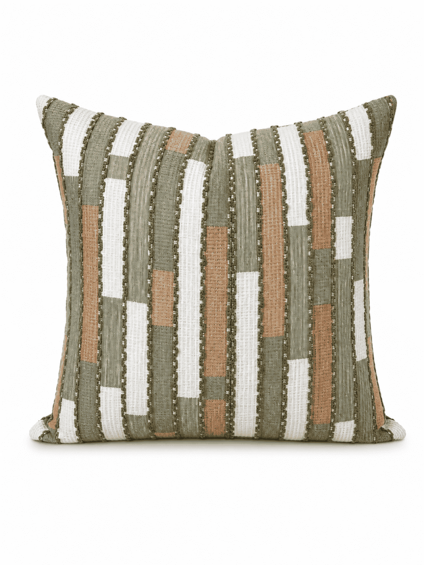 Green and Peach lines Patterned Cushion 50x50cm
