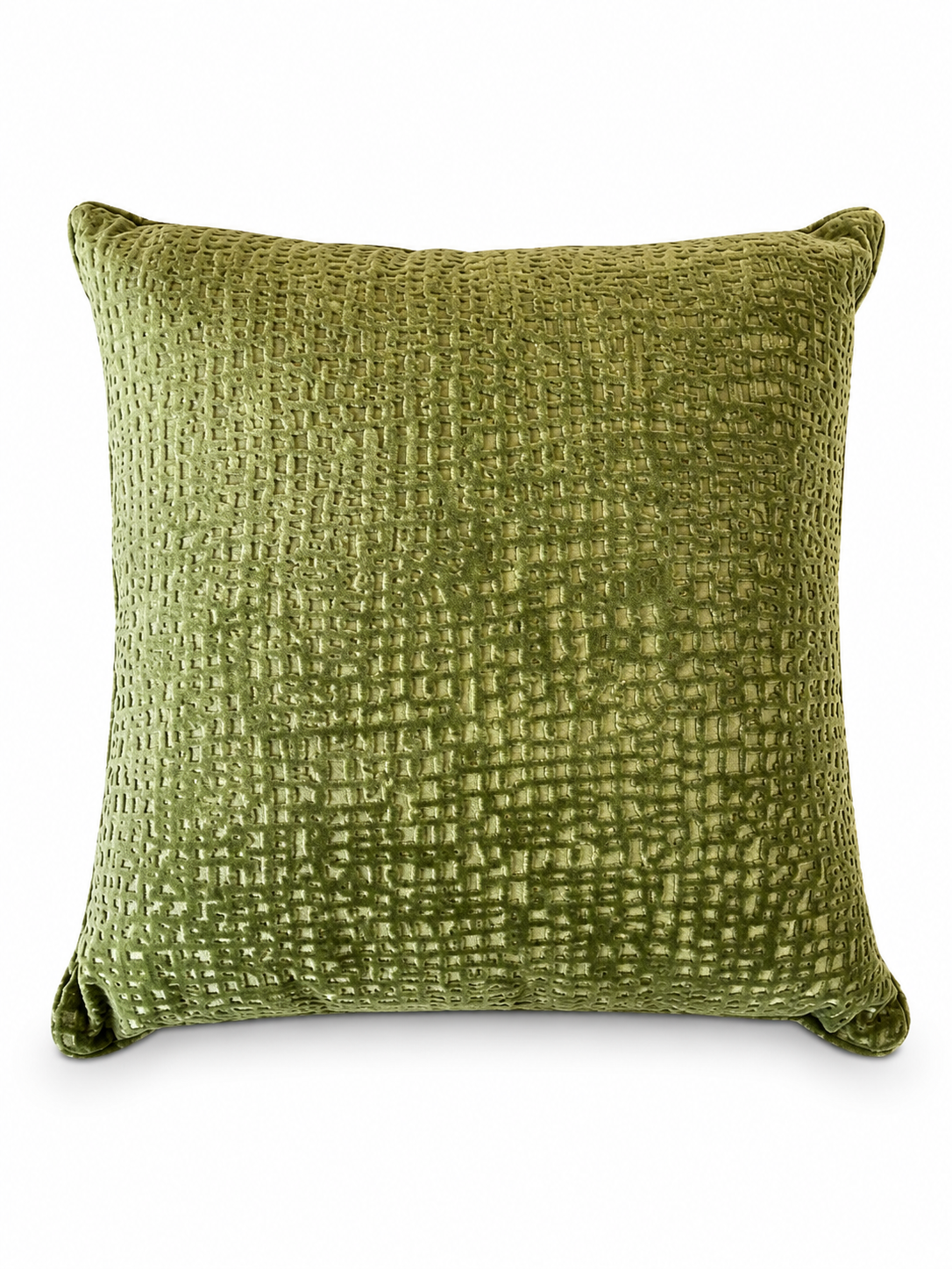 Green embossed pattern velour cushion