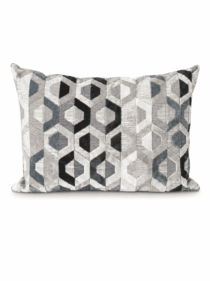 Grey and Brown Hexagon Patterned Throw Pillow 60 x 40cm