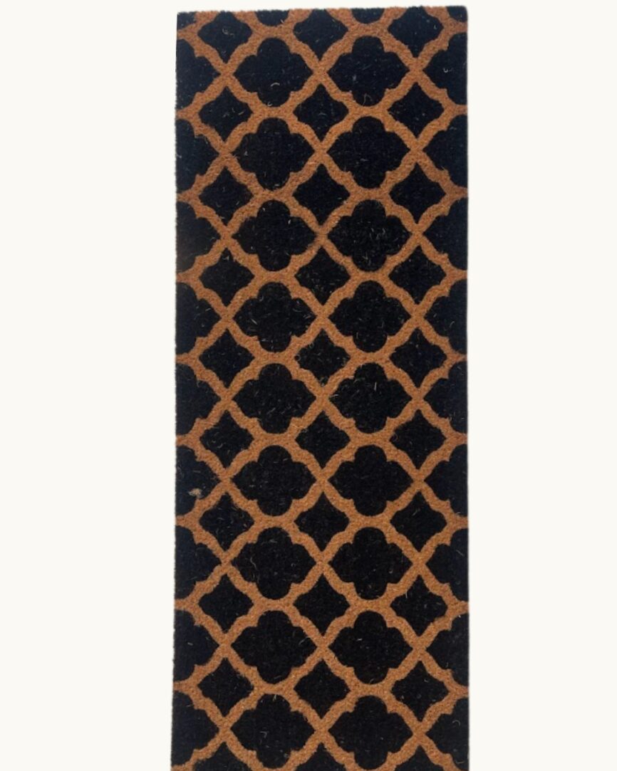 Palm Fibre Black and Tan Lattice Pattern Wide Door Mat