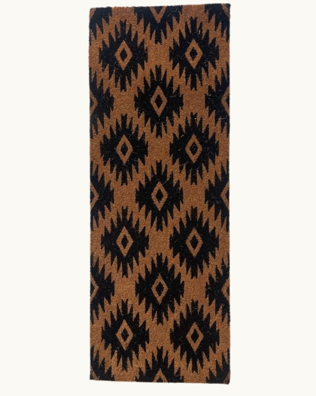 Palm Fibre Black and Tan Lattice Pattern Wide Door Mat - Image 2