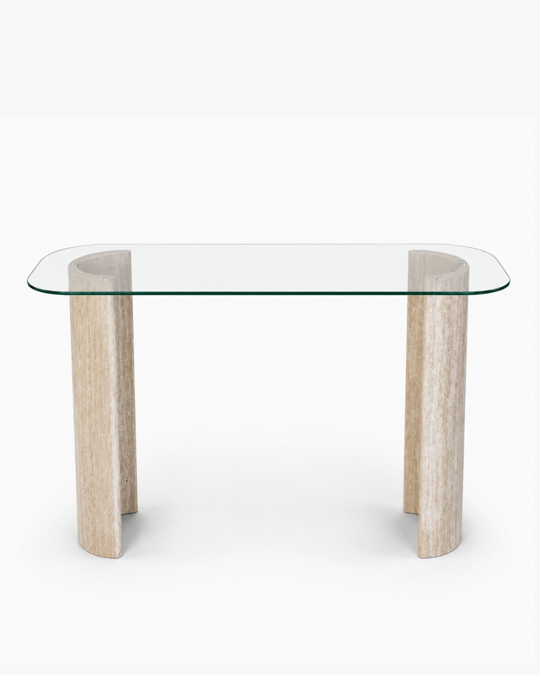 Cream Base Modena Console Table With Clear Glass