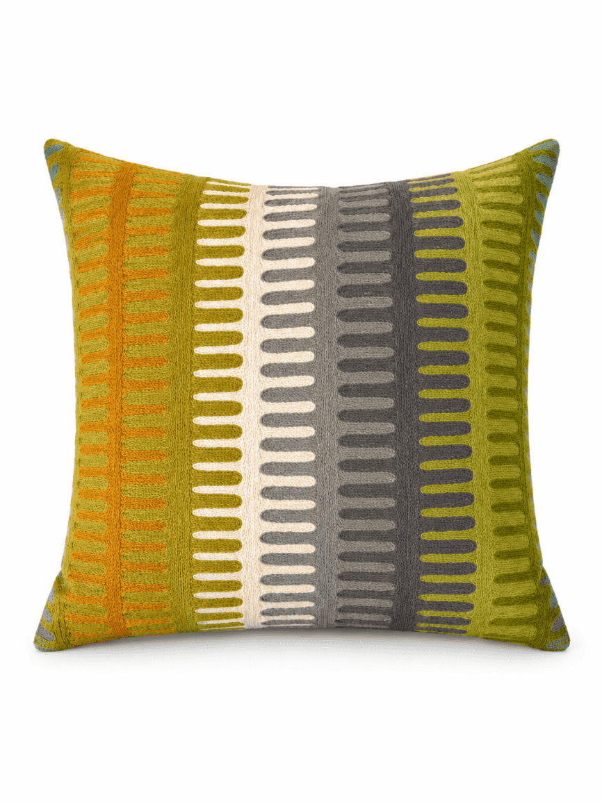 Multi Colour zigzag embroidered cushion 50x50cm