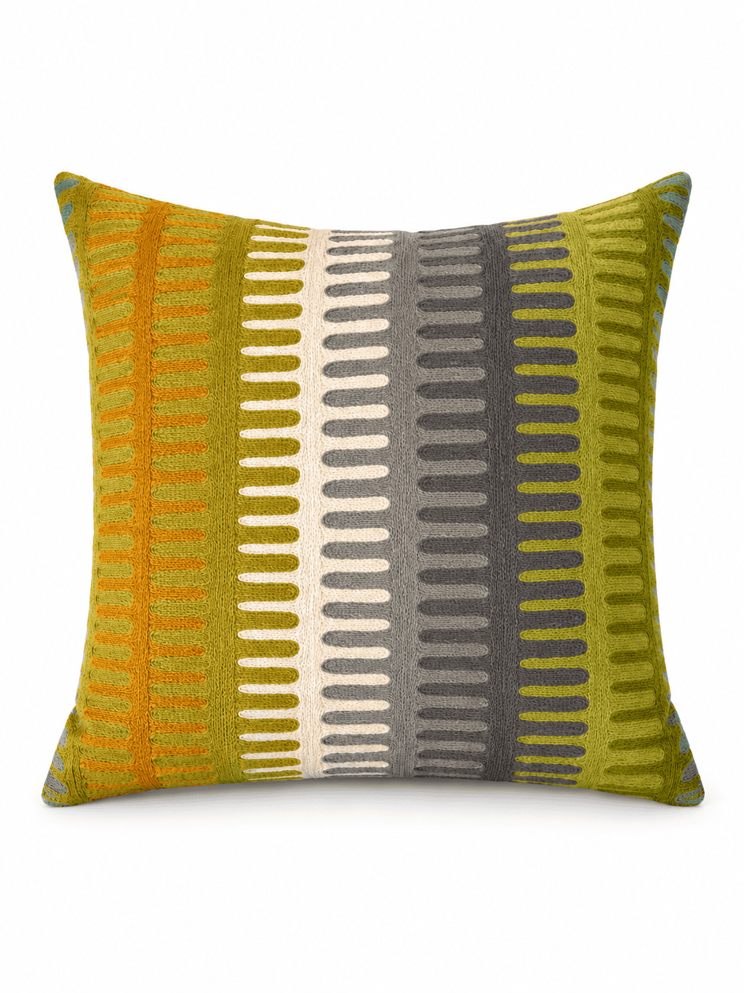 Multi Colour zigzag embroidered cushion 50x50cm
