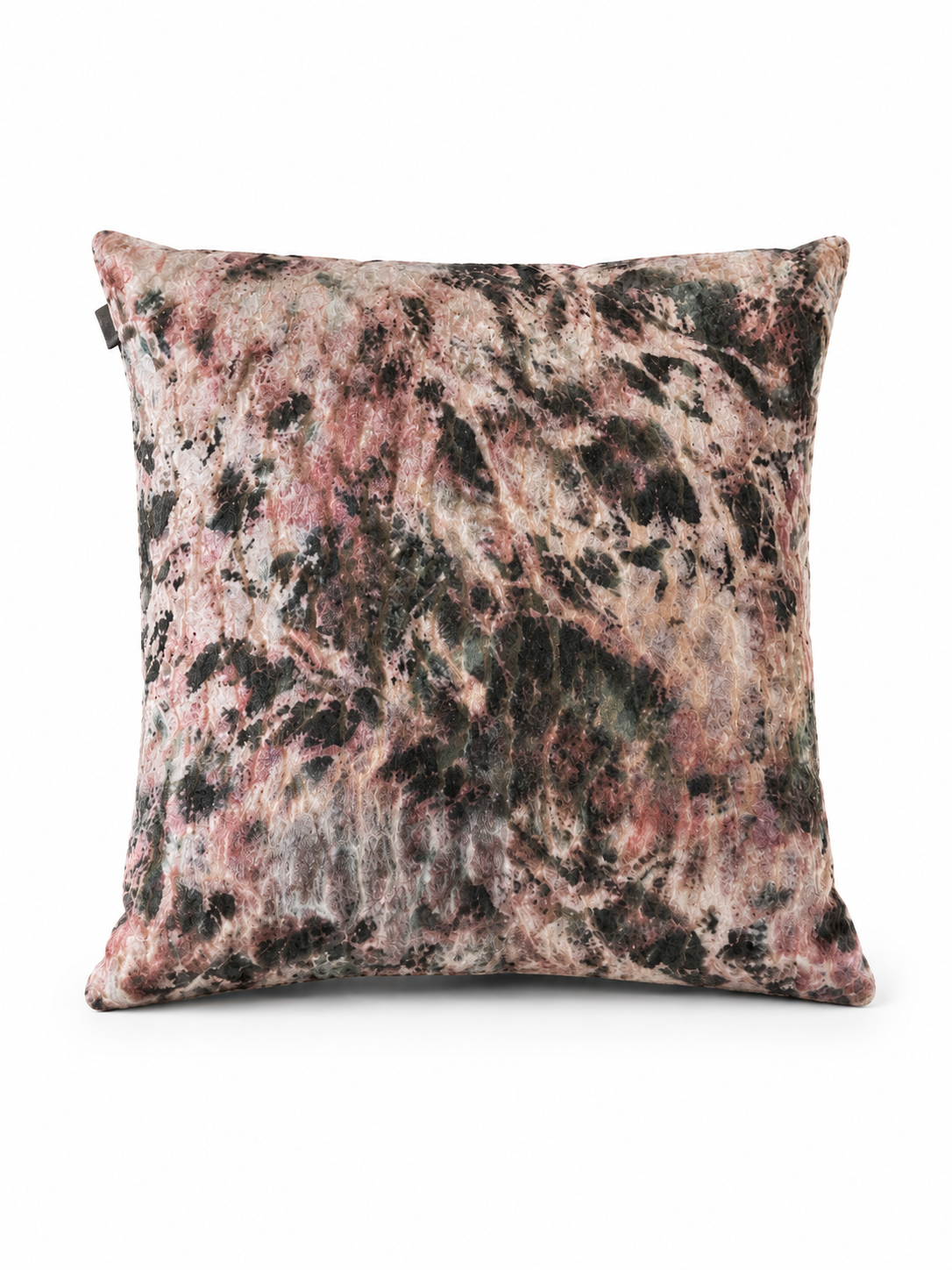 Pink & Green patterned velvet throw pillow 43cm