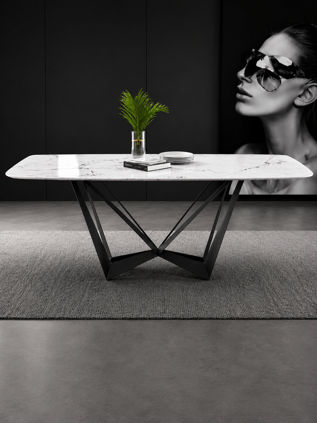 W-Base Sintered Stone Dining Table