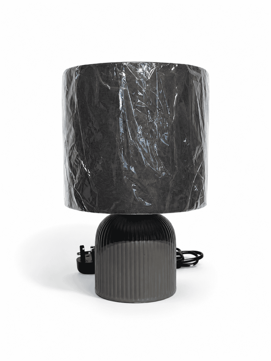 Small Ribbed Ceramic Table Lamp