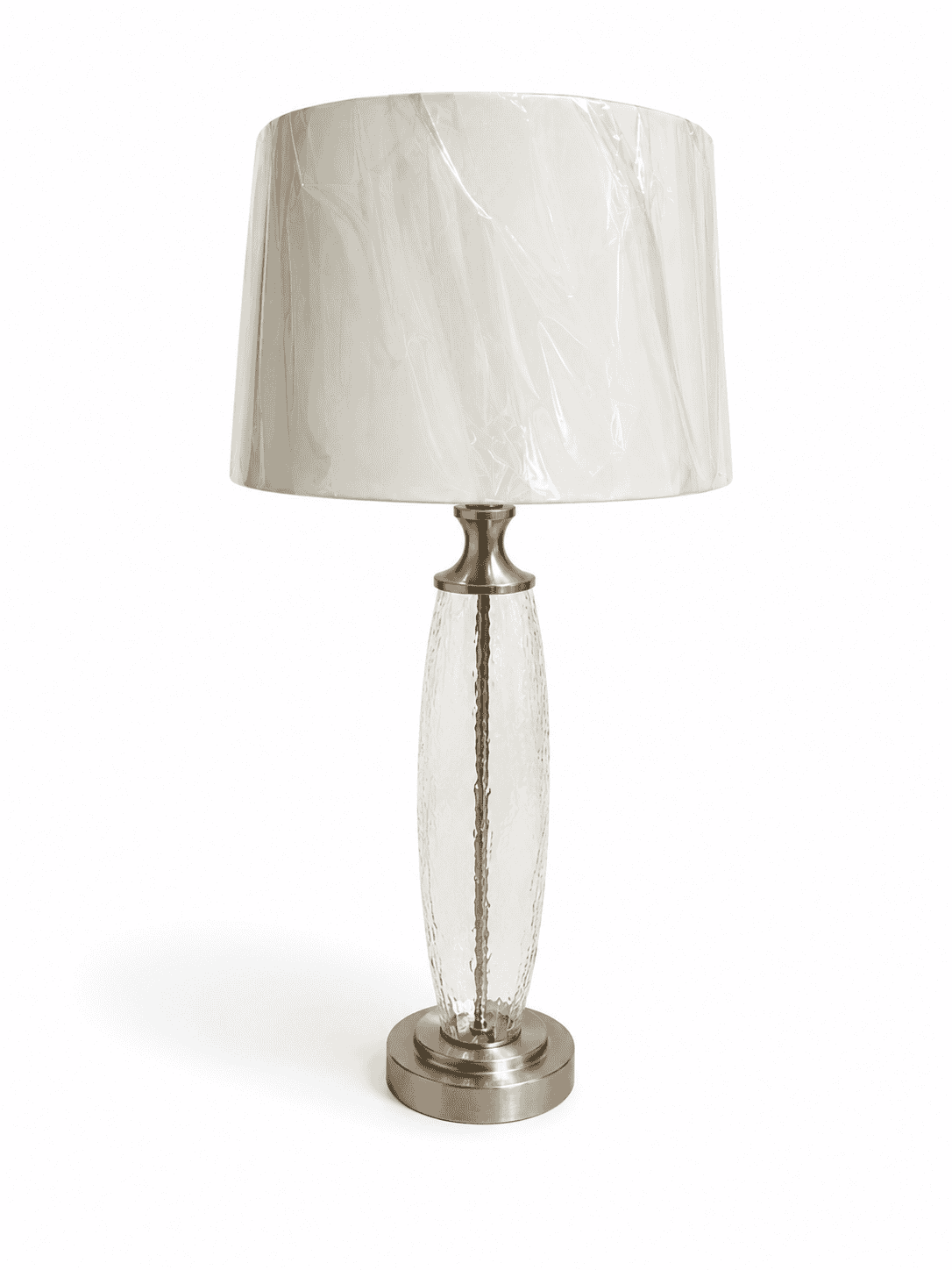Tall Chrome and Glass Boytle Neck Table Lamp