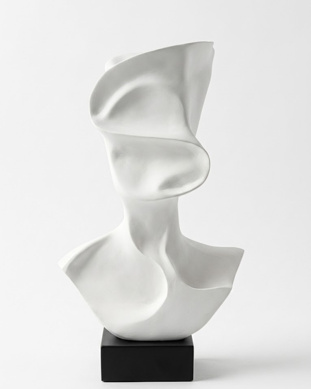 Big White Facial Bust On Black Marble Stand