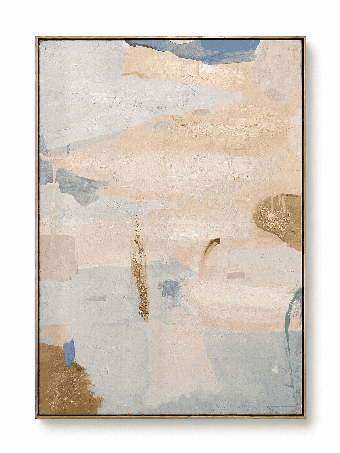 Gold & Light Blue With Glitters Artwork With Brown Frame