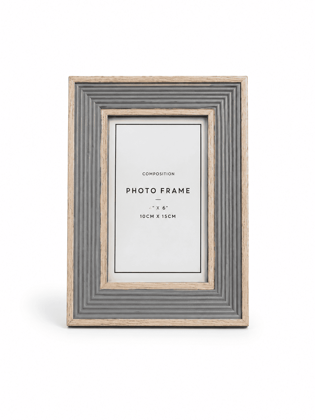 Grey Ribbed Wooden Photo Frame